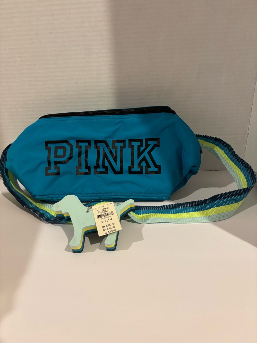 Victoria’s Secret PINK Belt Bag Waist Pack Blue Stripe NWT